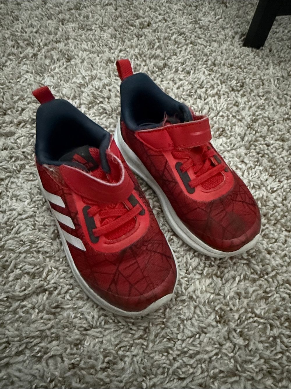 adidas Red and White Kids' Hook-and-Loop Sneakers
